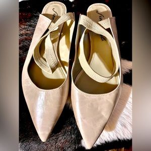 Free people gray flats cross cross ankle straps new